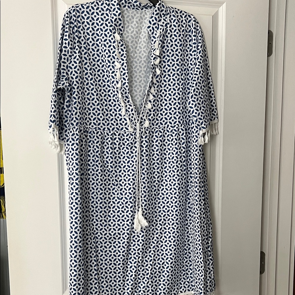 Blue and White Coverup